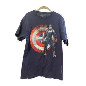 Captain America Marvel T-shirt Navy Blue Mens M
